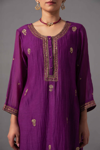 Ramya Kurta Dupatta Set Aubergine