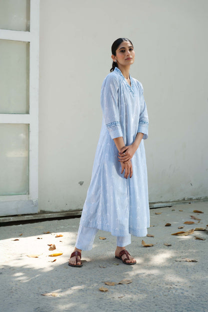Ankita block print kurta set Blue