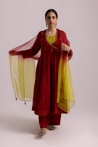 Ruhana Anarkali Set Red
