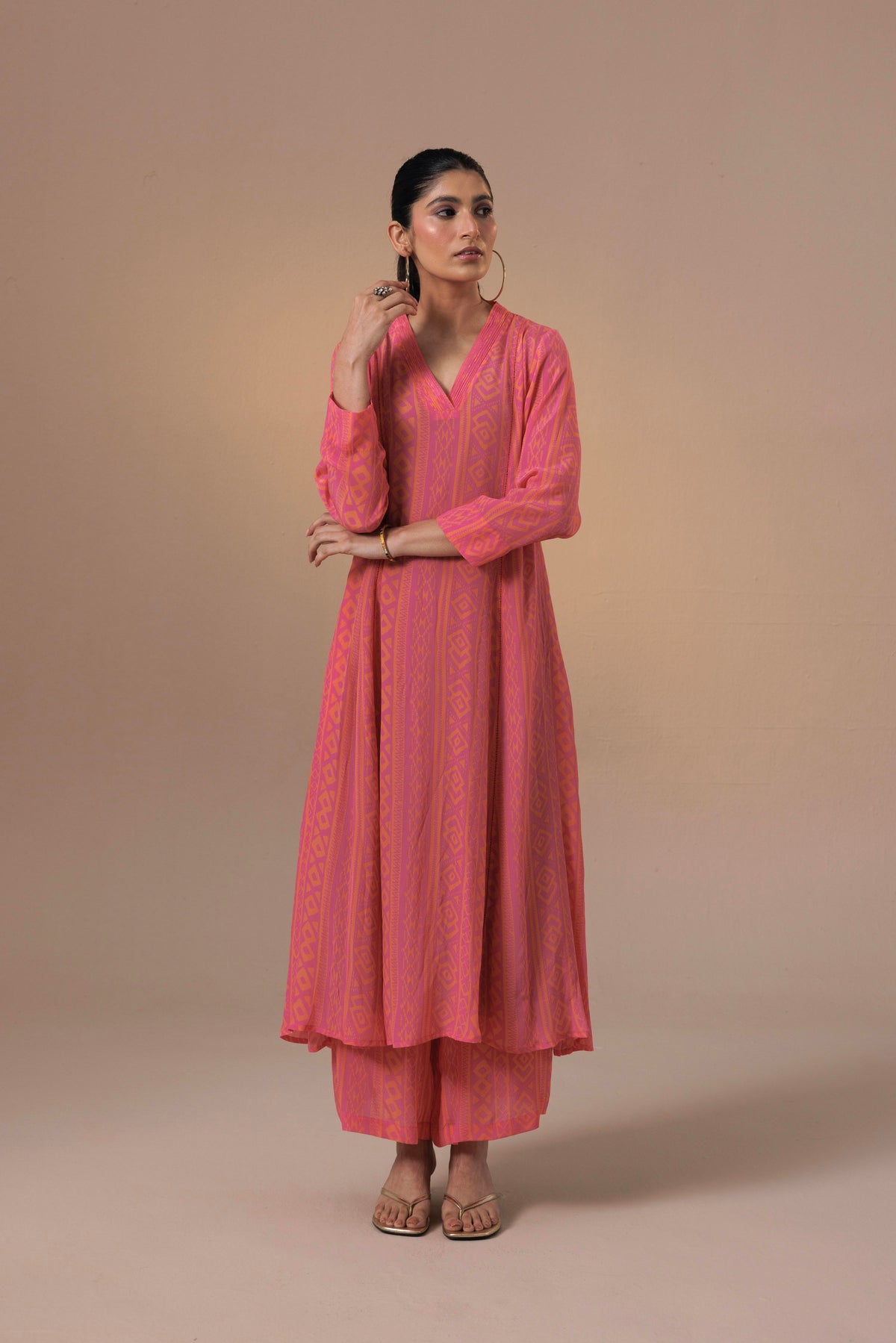 Thea Kurta Set - Peach