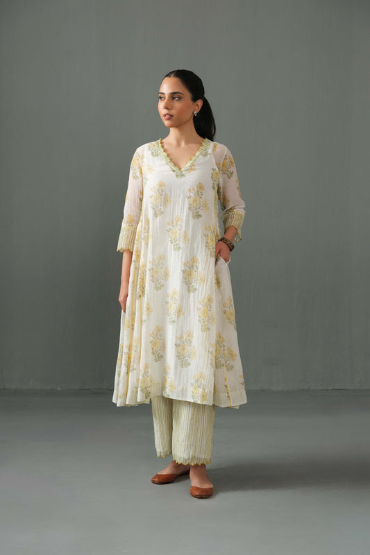 Sagarika Block Print kurta set yellow