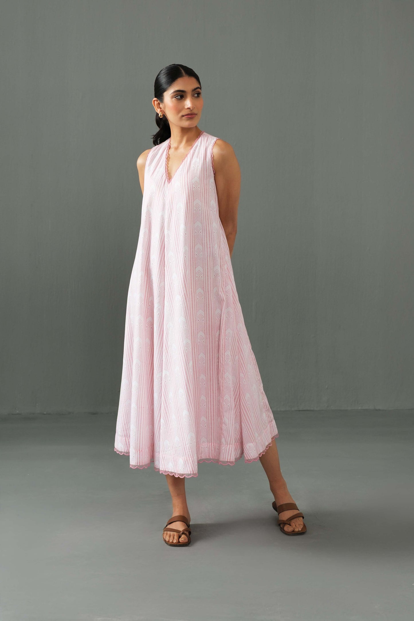 Orchid Block Print Dress Pink
