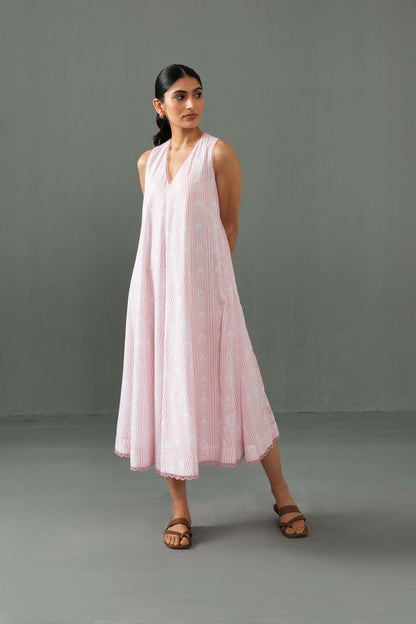 Orchid Block Print Dress Pink