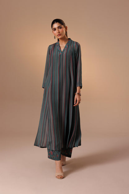 Thea Kurta Set Green Stripes