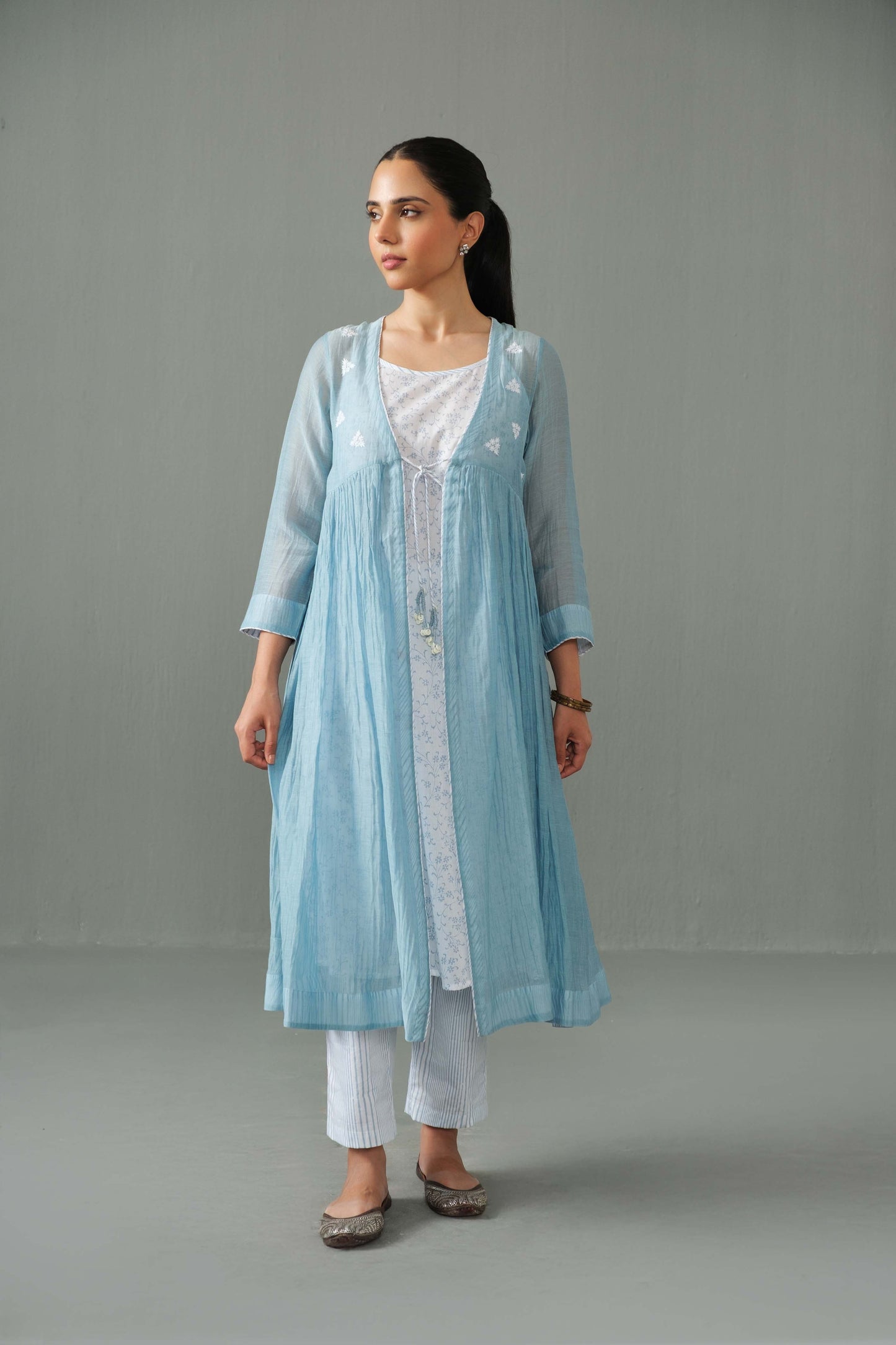 Charlotte Overlay kurta set blue