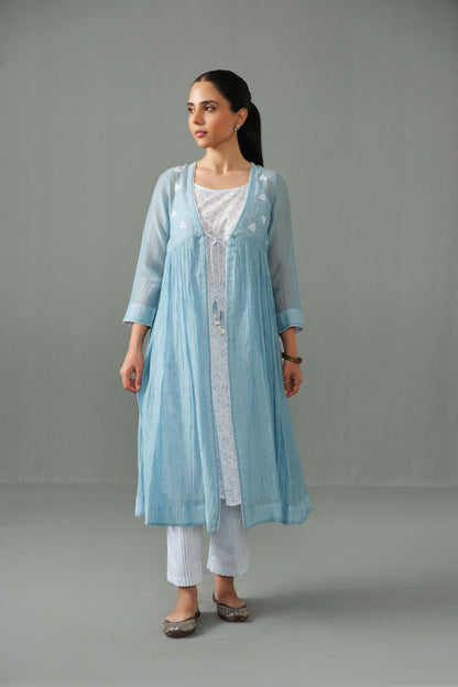Charlotte Overlay kurta set blue