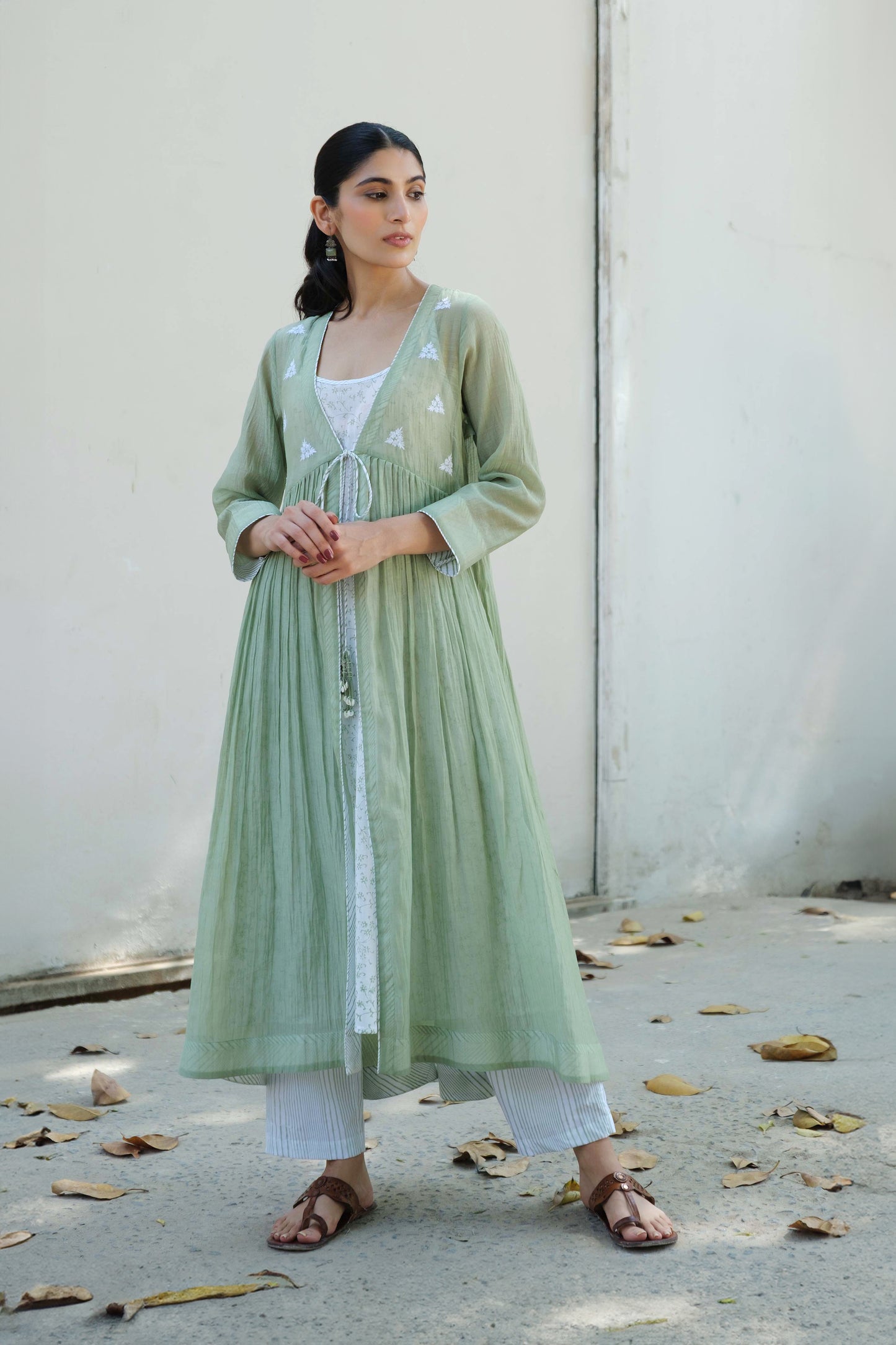 Charlotte Overlay kurta set Green
