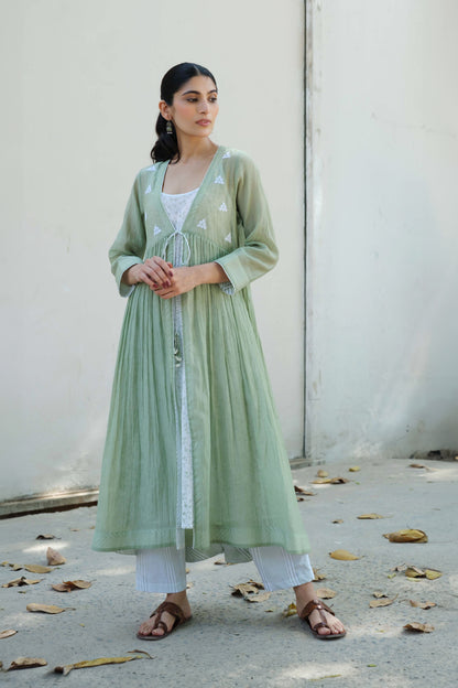 Charlotte Overlay kurta set Green