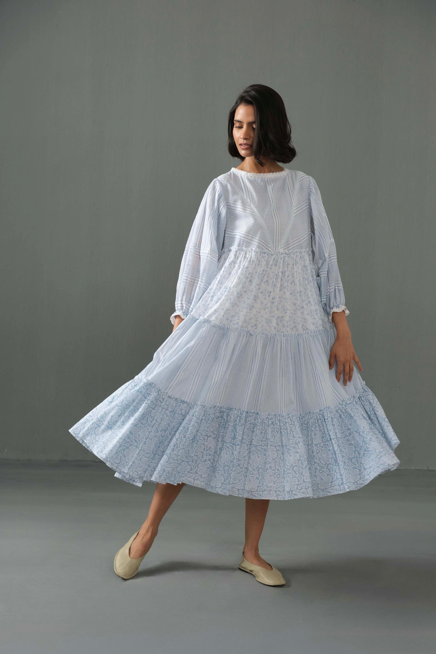 Megan Block Print Dress Blue