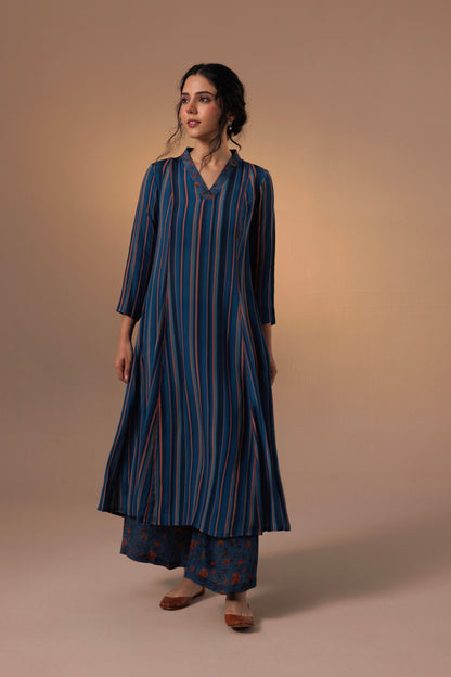 Thea Kurta Set Blue Stripes