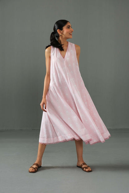 Orchid Block Print Dress Pink