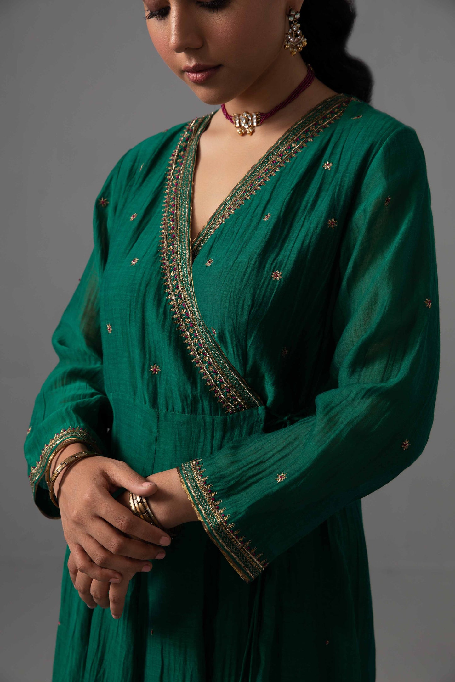 Raha Angrakha Set Emerald Green