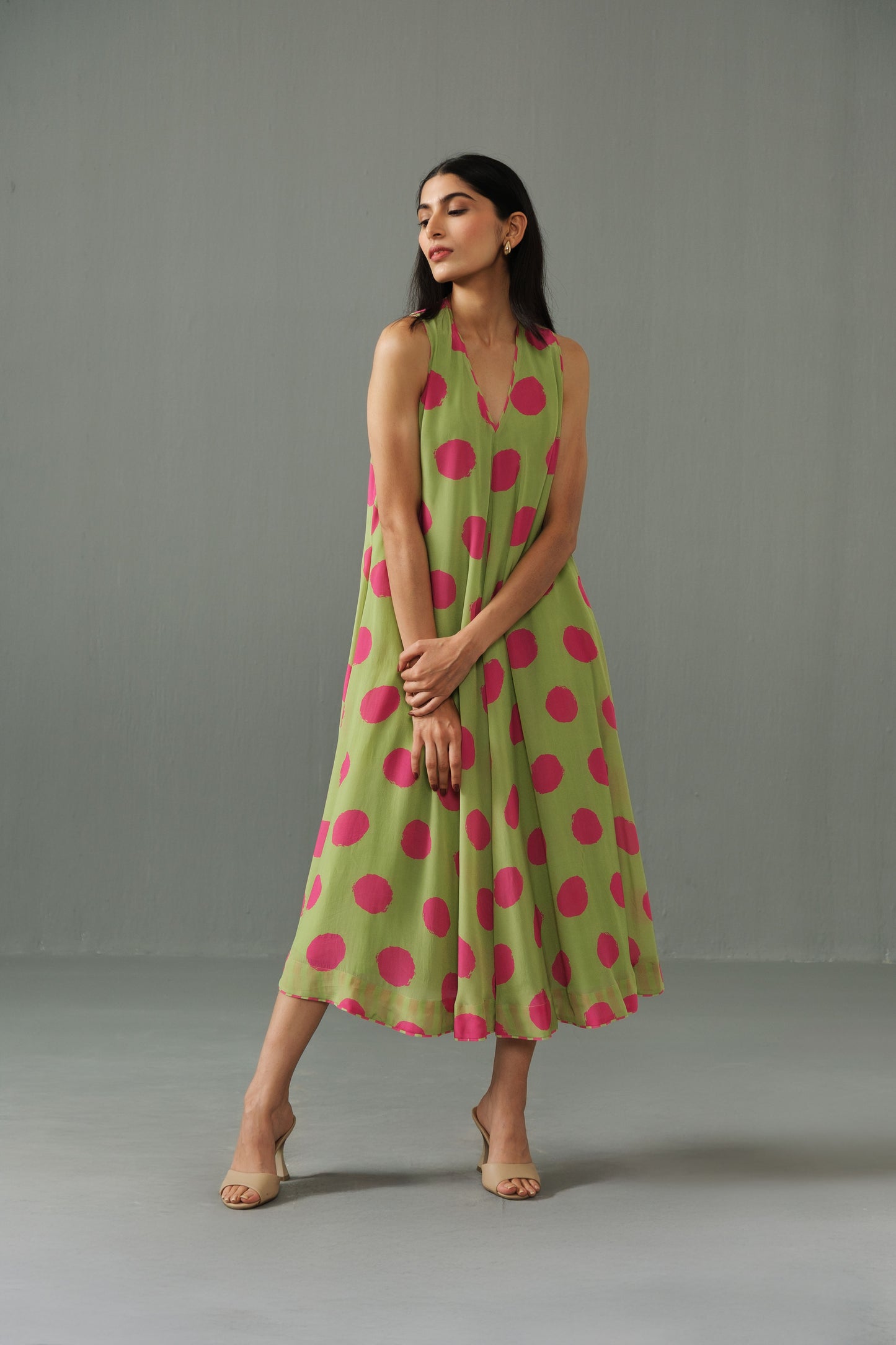 Orchid Polka Dress Green