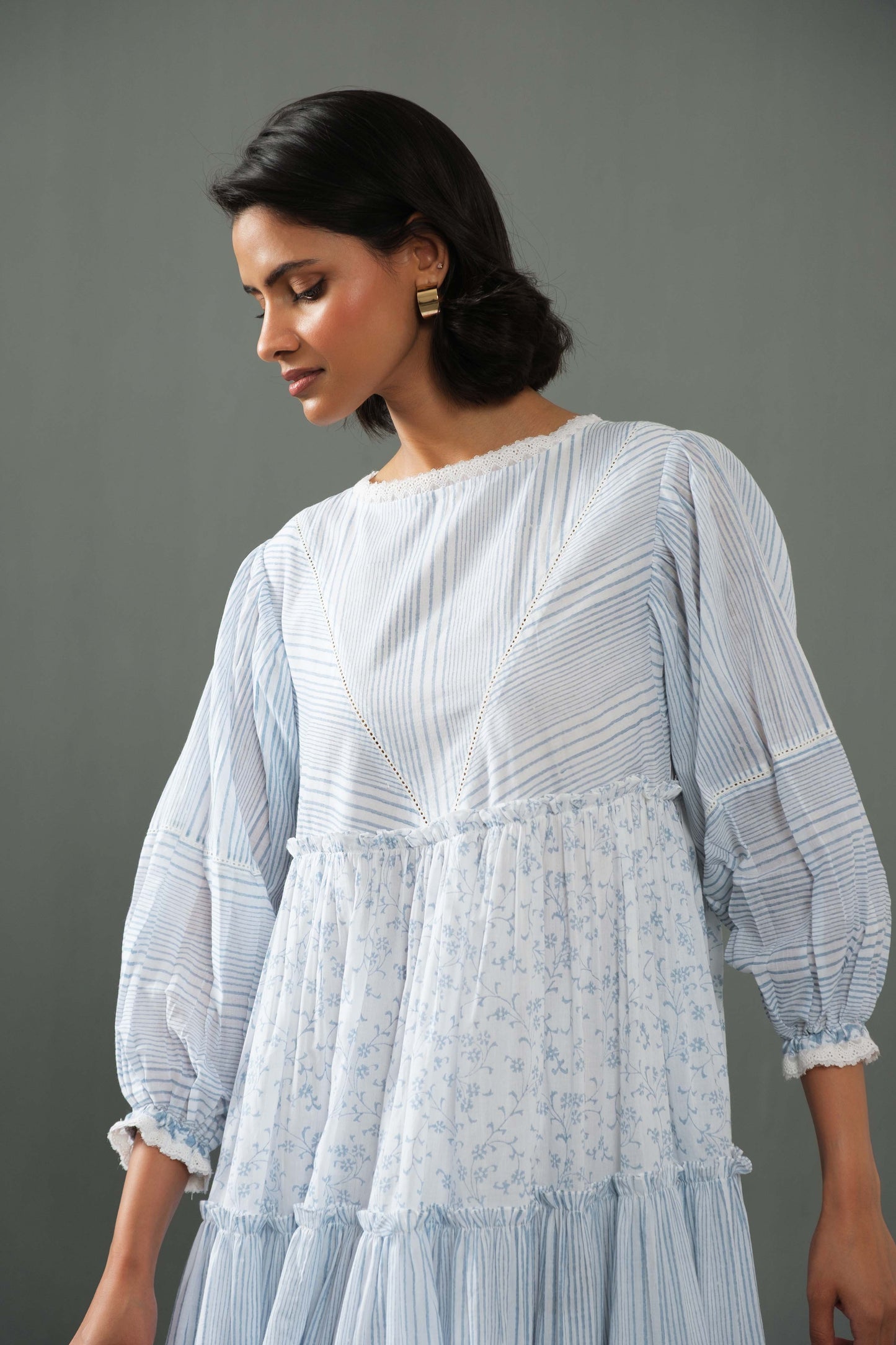 Megan Block Print Dress Blue
