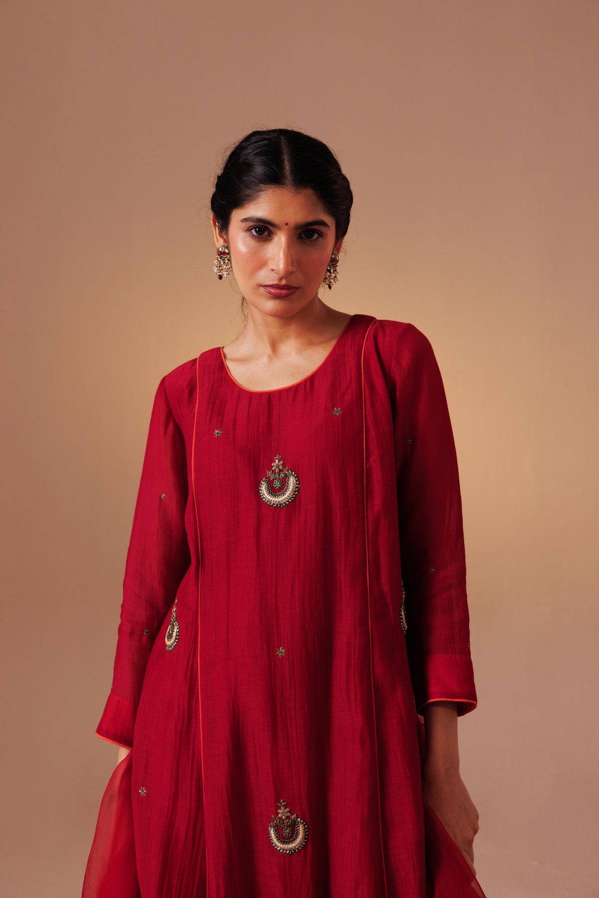 Noor Kurta Set - Red Orange