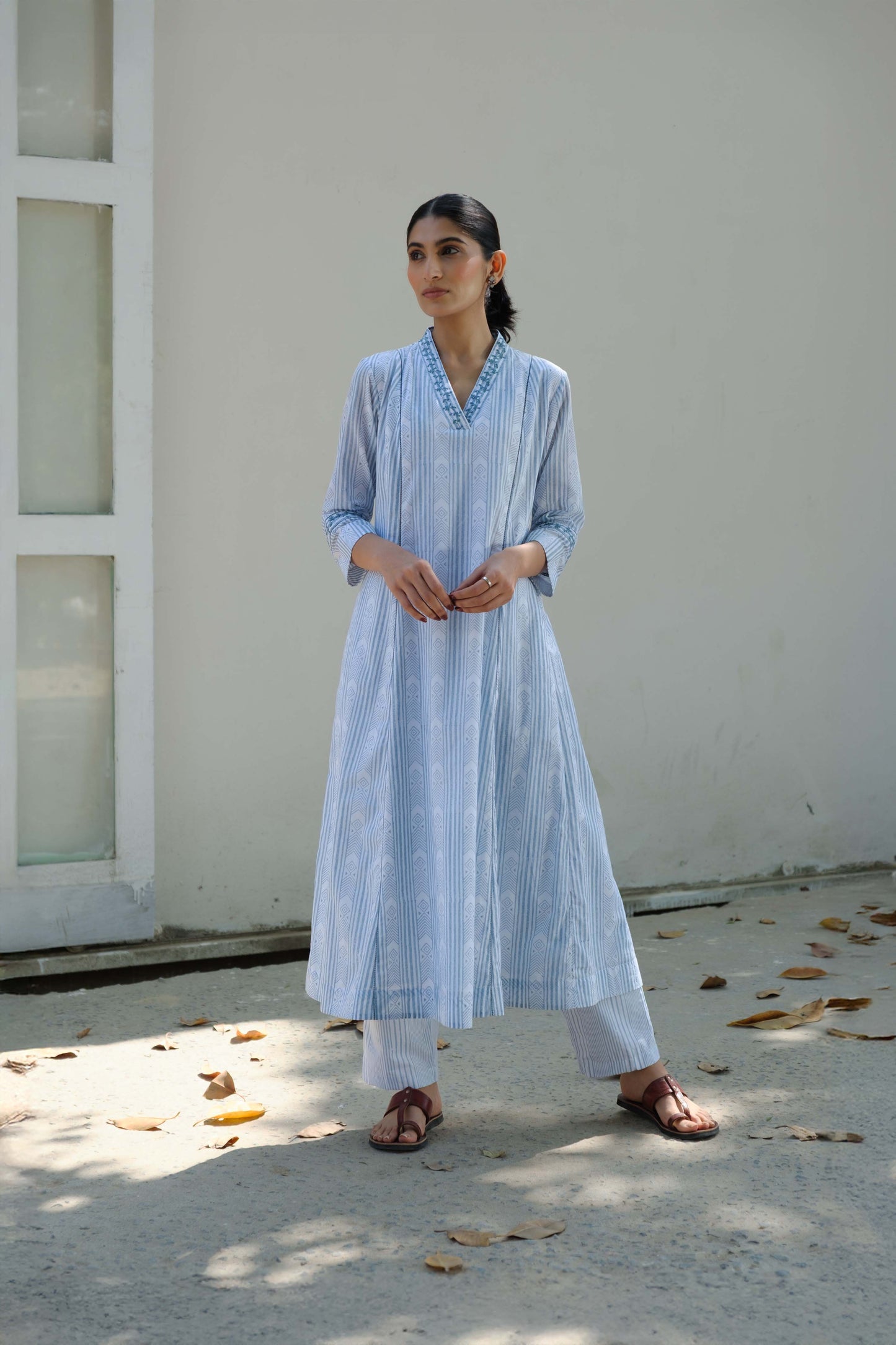 Ankita block print kurta set Blue