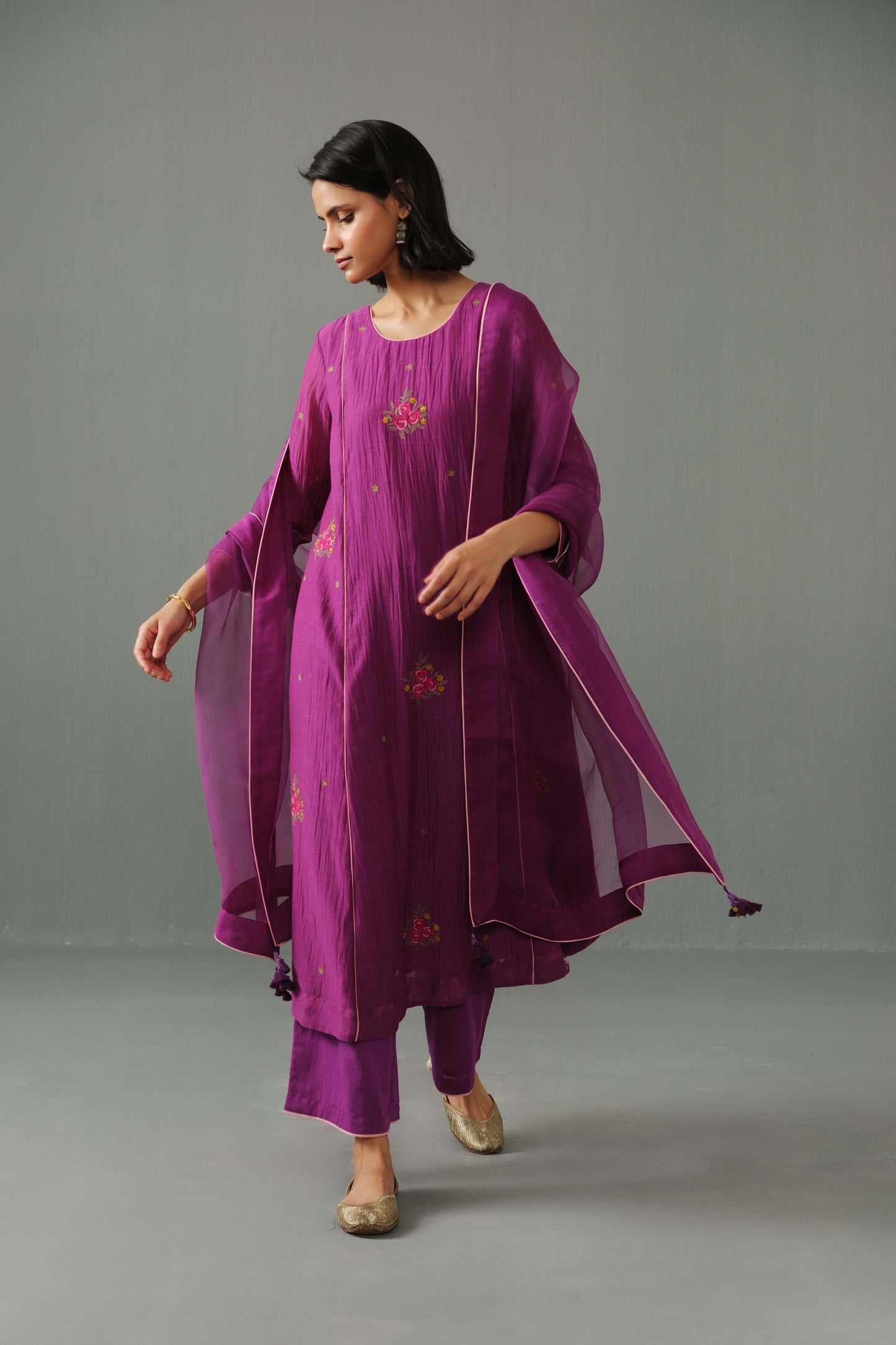 Noor Kurta Set Purple aubergine
