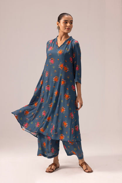 Thea Kurta Pant Set Blue