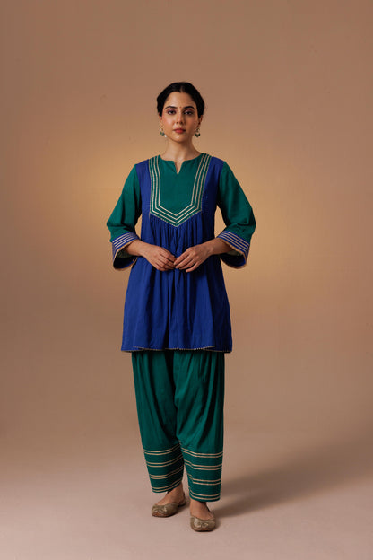 Ajooni Fashi Salwar Blue Green