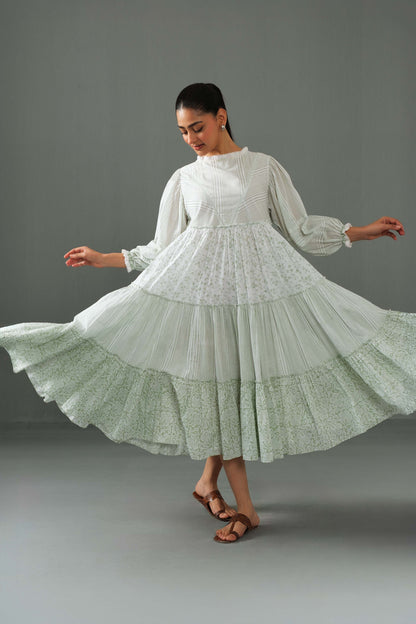 Megan Block Print Dress Green