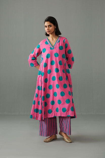Sagarika polka dot kurta set Pink
