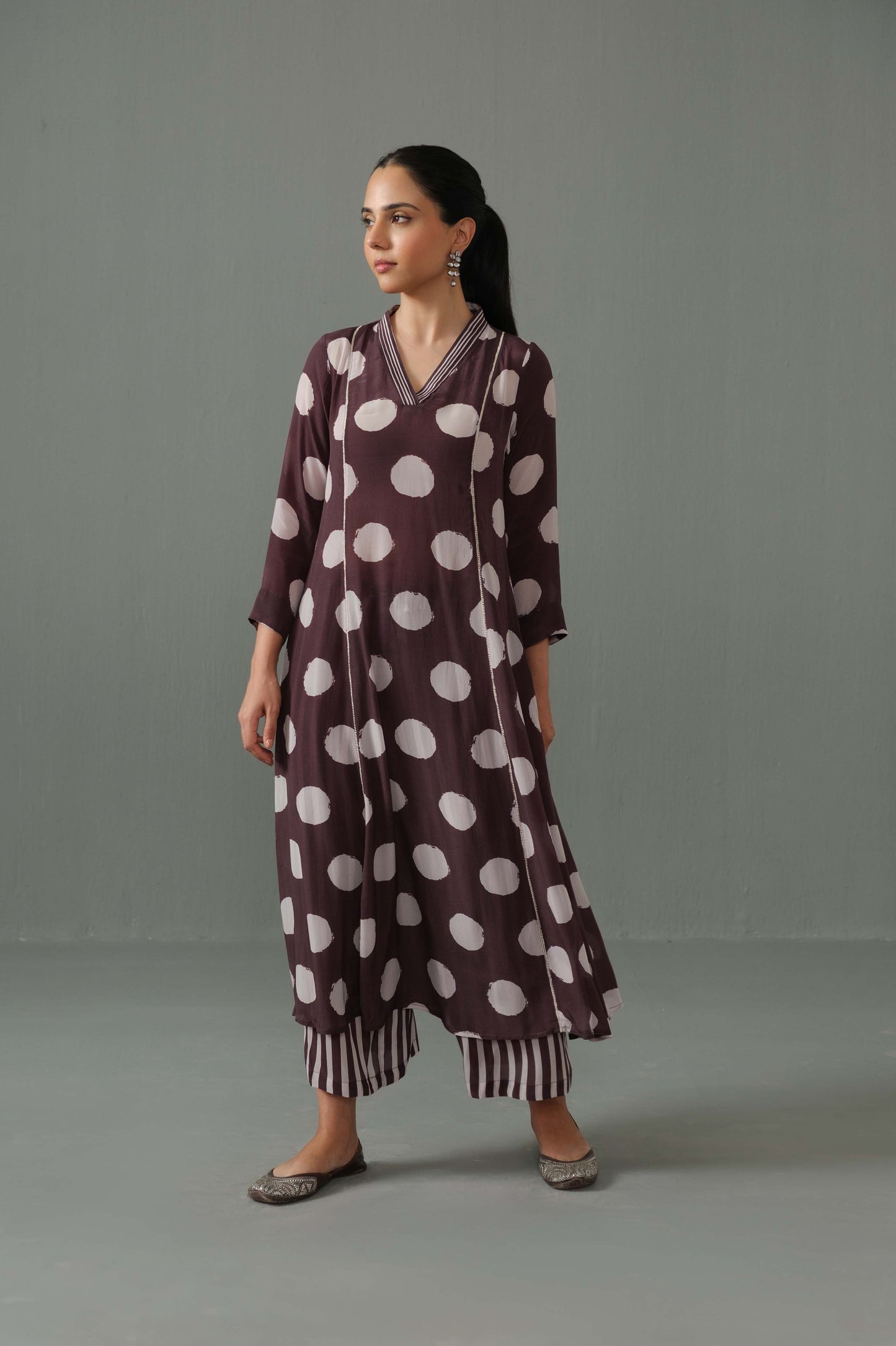 Thea Polka Dot Co-ord Set Brown