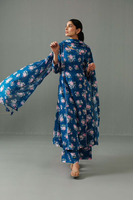Noor Kurta Set Indigo Blue