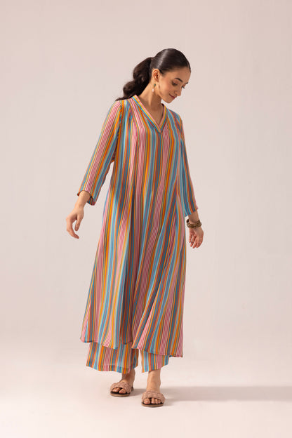 Thea Kurta Pant Set Multicolor Strips