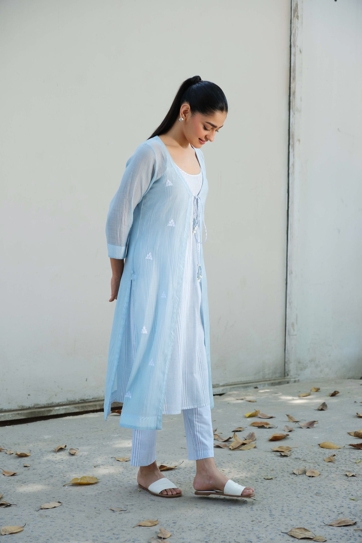 Olivia overlay kurta set blue