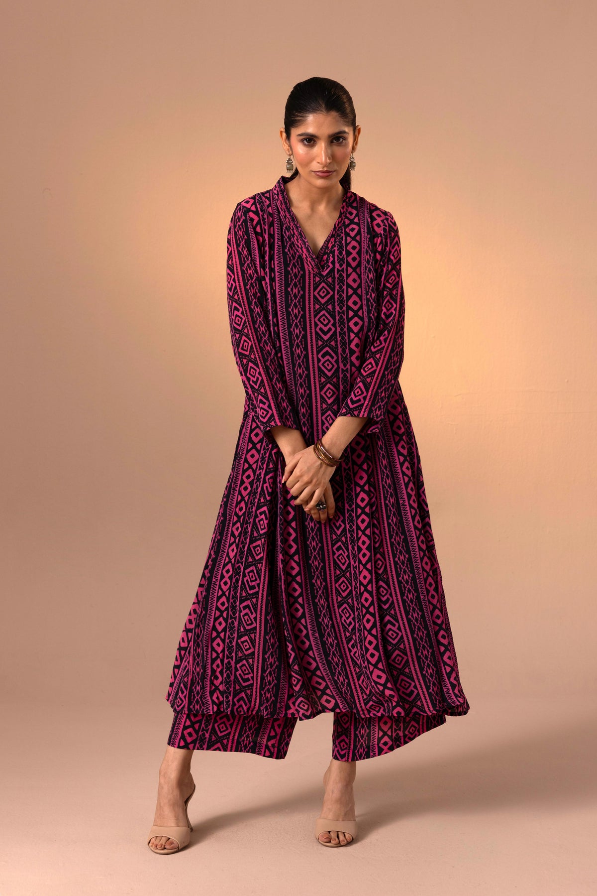 Thea Kurta Set - Black Pink