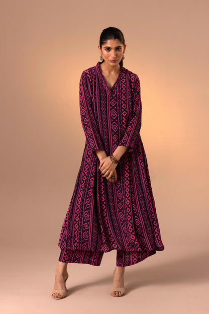 Thea Kurta Set - Black Pink