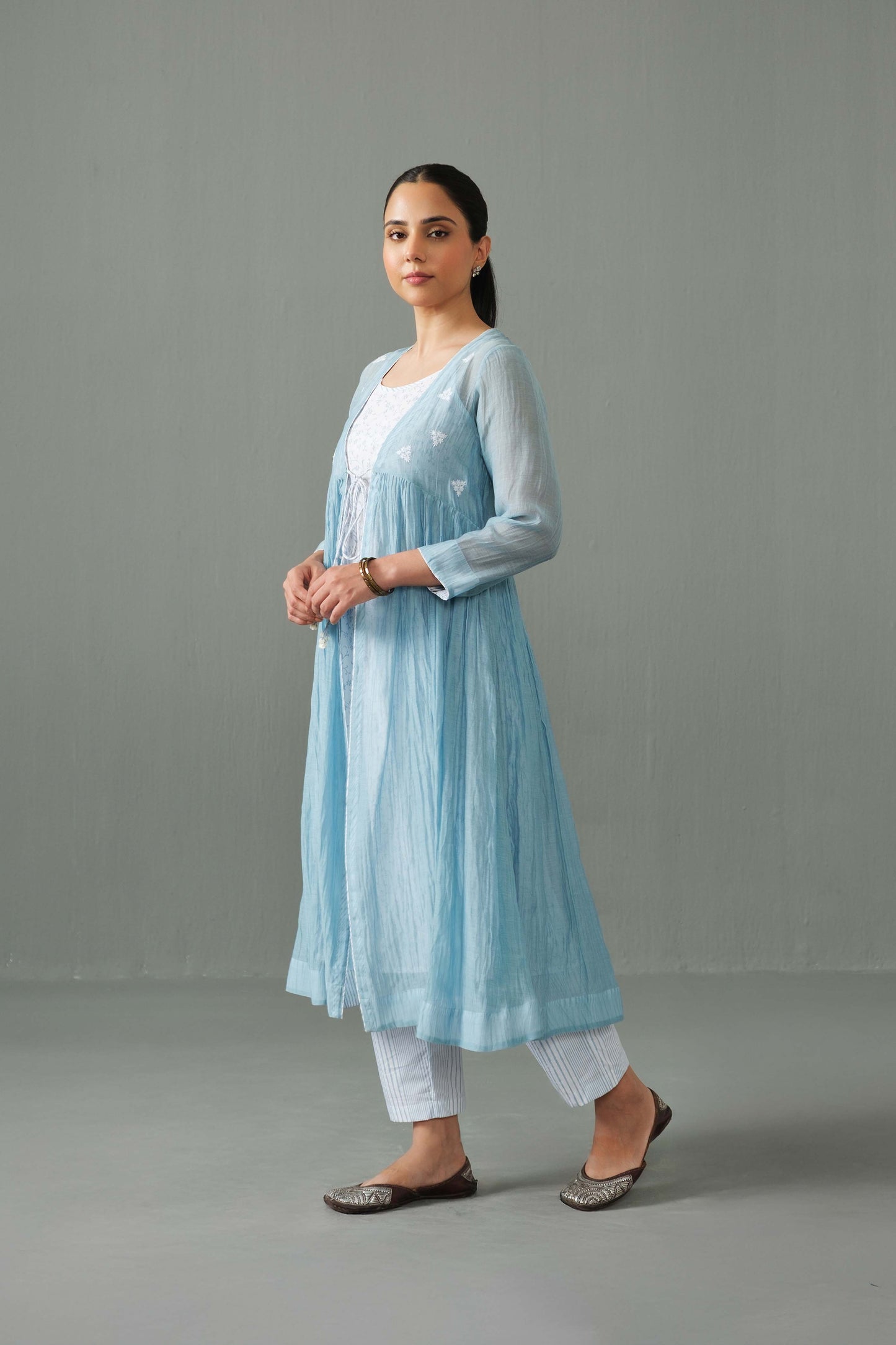 Charlotte Overlay kurta set blue