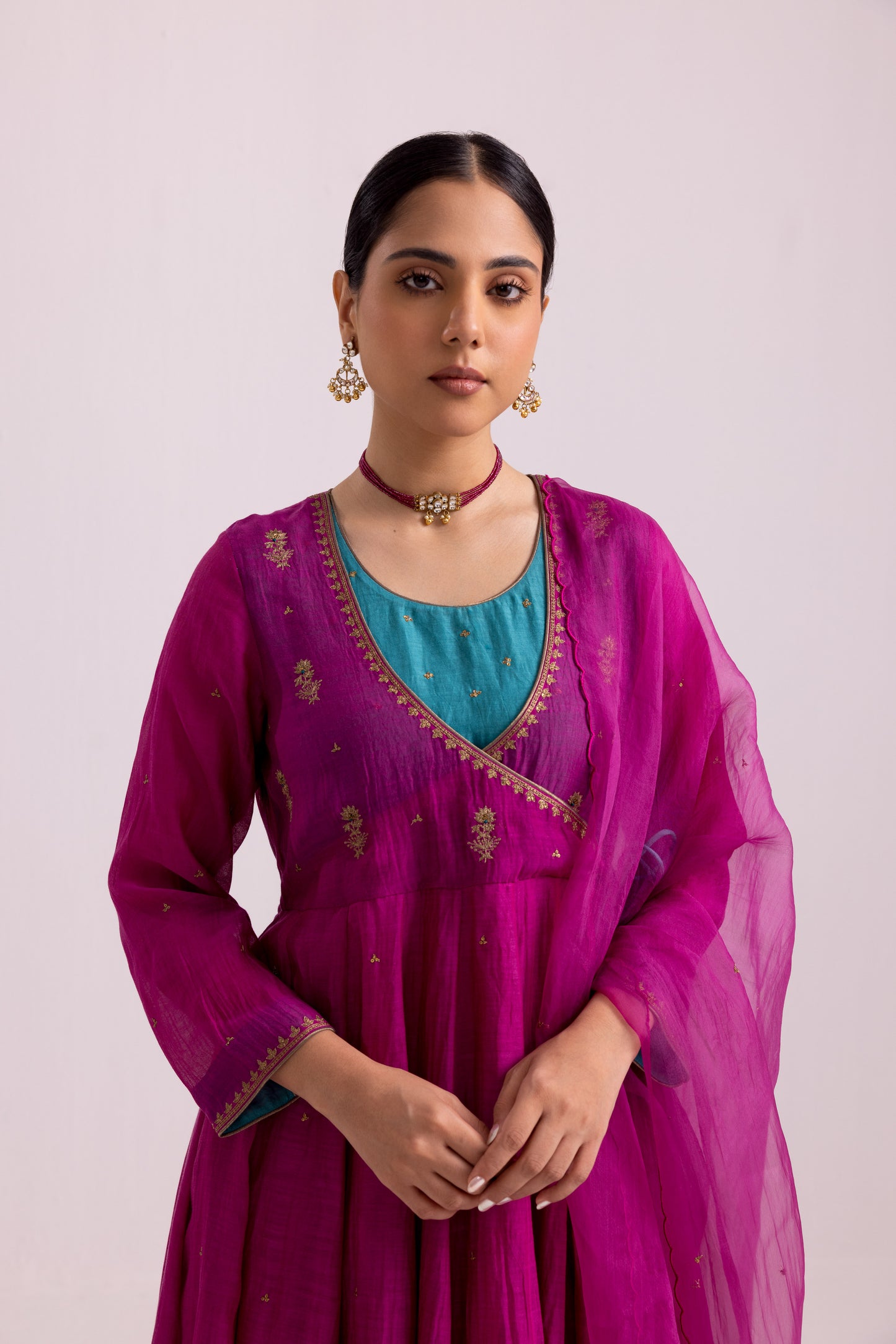 Ruhana Anarkali Set Magenta