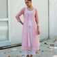 Olivia overlay kurta set pink