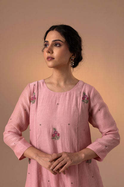 Noor Kurta Set -Dusty Pink