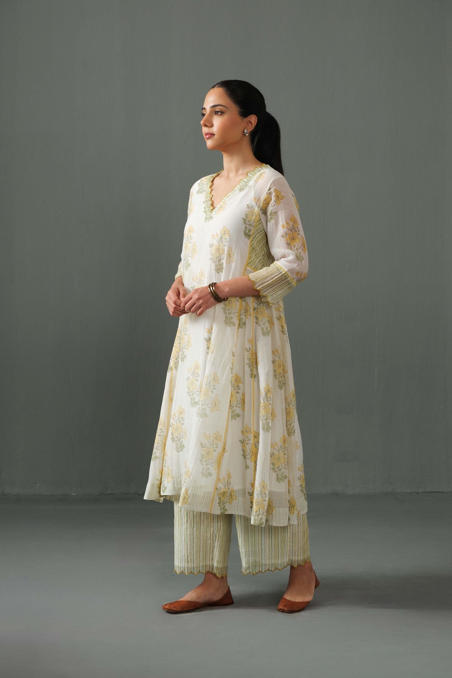 Sagarika Block Print kurta set yellow