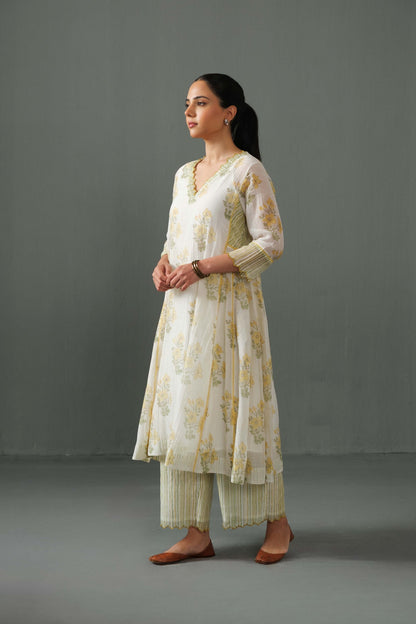 Sagarika Block Print kurta set yellow