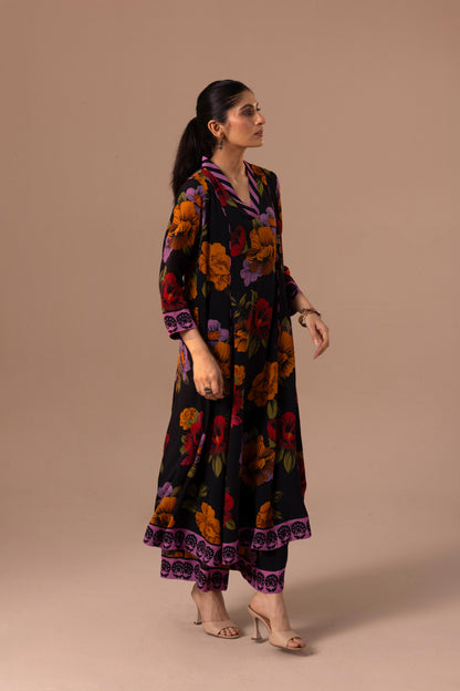 Thea Kurta Set - Black Floral