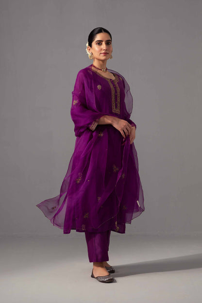 Ramya Kurta Dupatta Set Aubergine