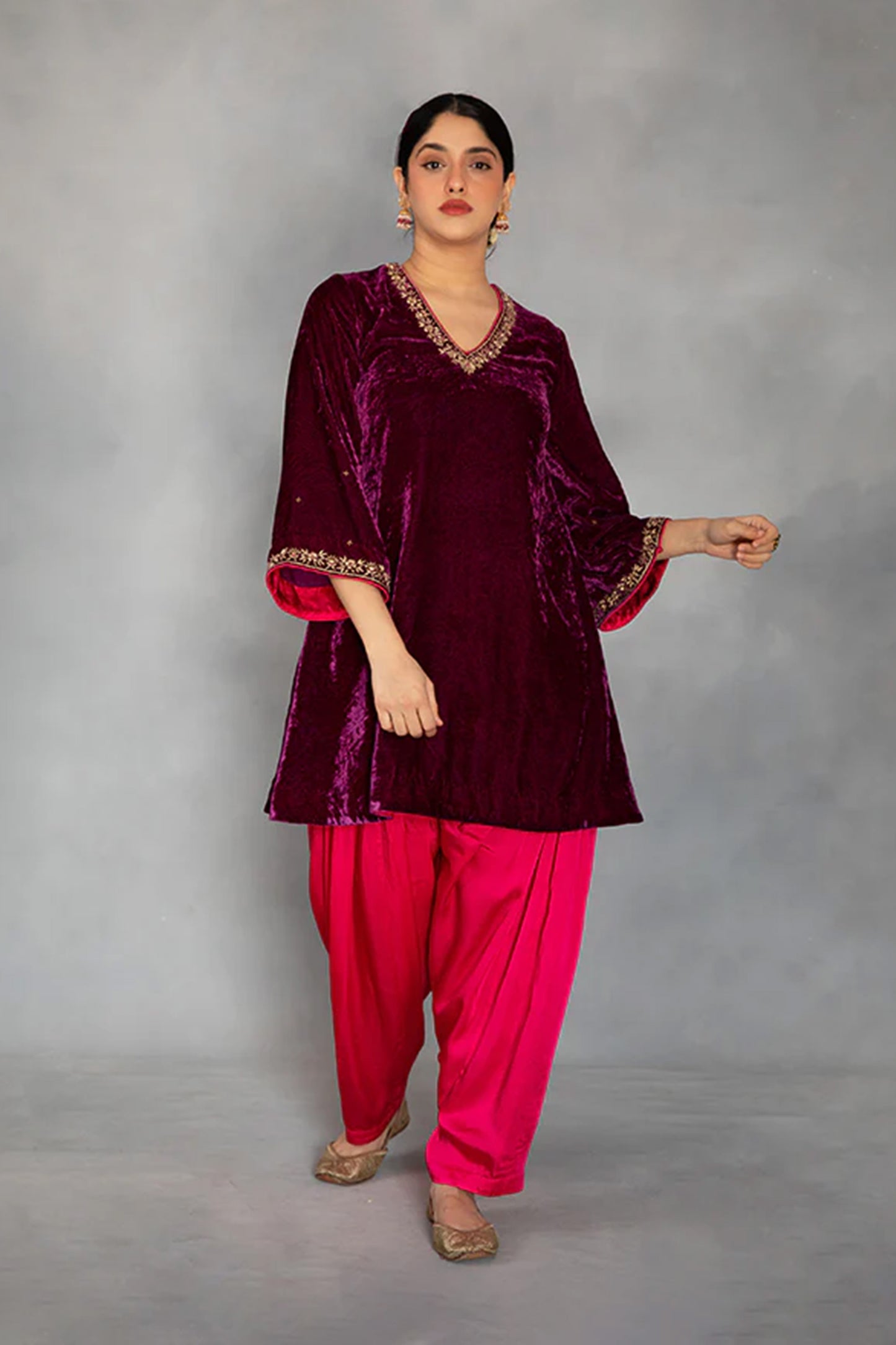 Zoya Kurta Salwar Dupatta Set Aubergine