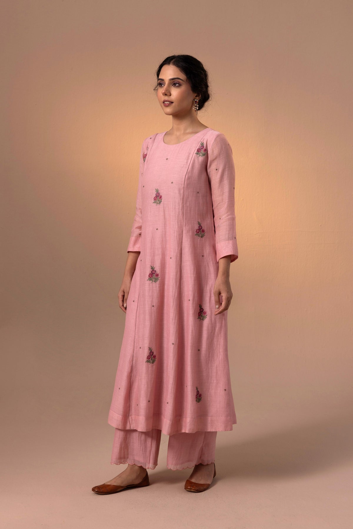 Noor Kurta Set -Dusty Pink