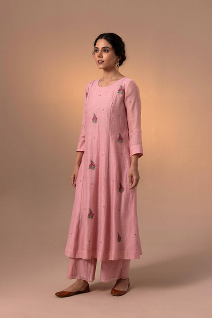 Noor Kurta Set -Dusty Pink