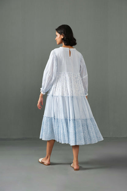 Megan Block Print Dress Blue