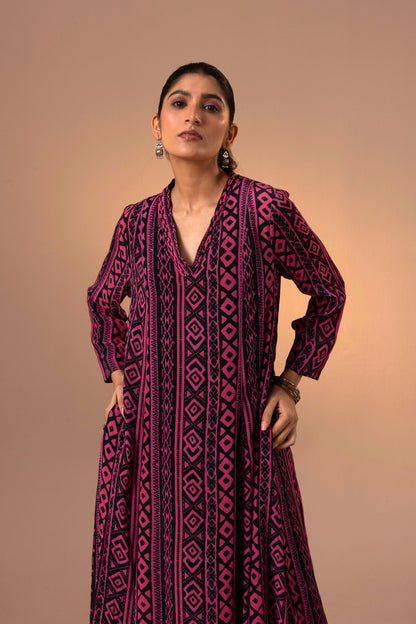 Thea Kurta Set - Black Pink