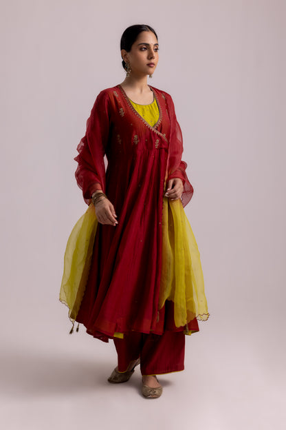Ruhana Anarkali Set Red
