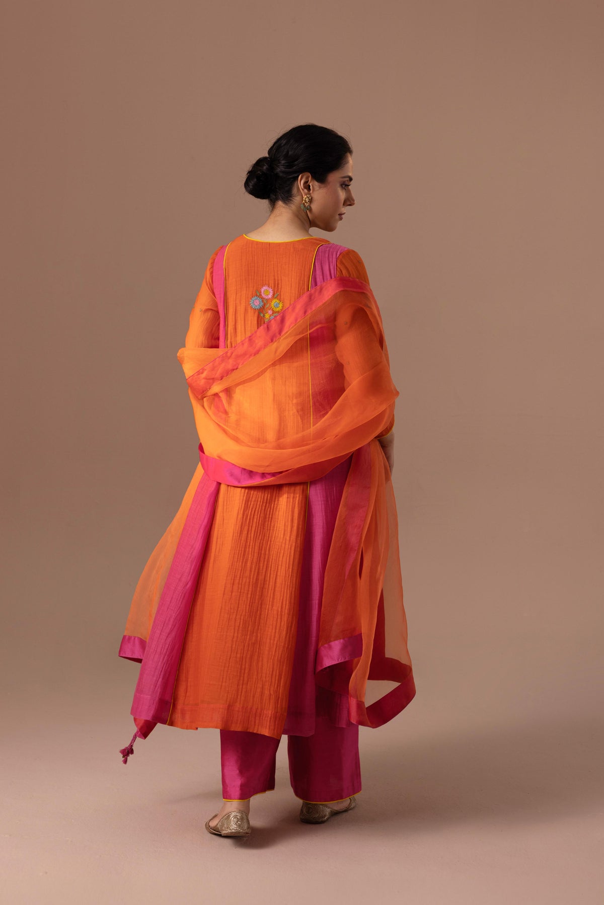 Noor Kurta Set - Orange Pink