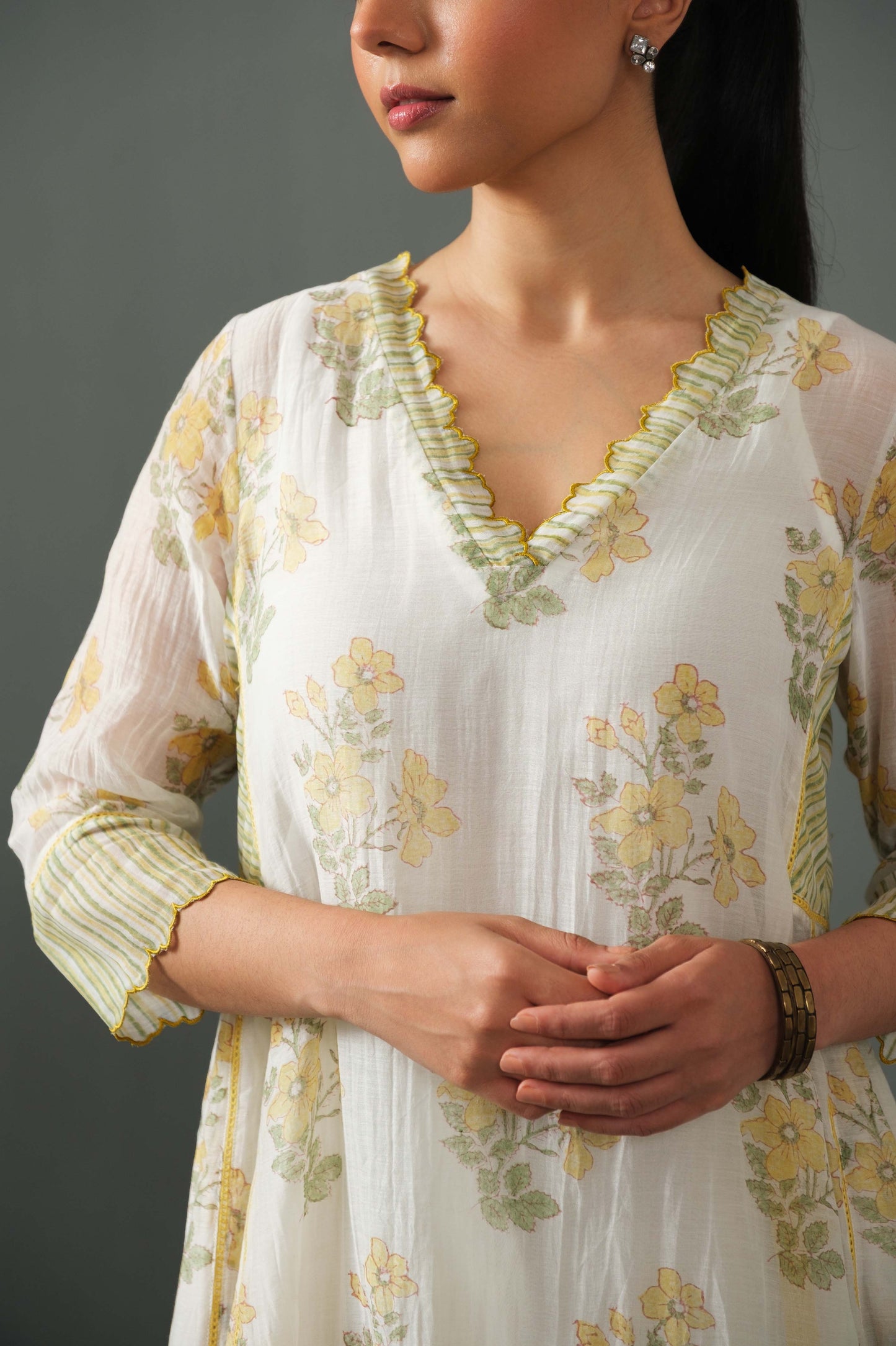 Sagarika Block Print kurta set yellow