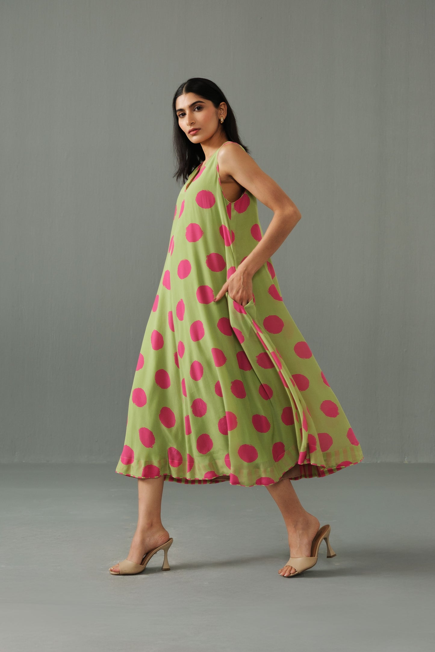 Orchid Polka Dress Green