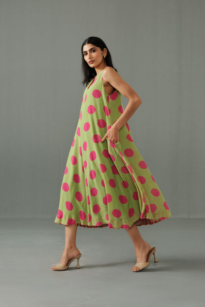 Orchid Polka Dress Green