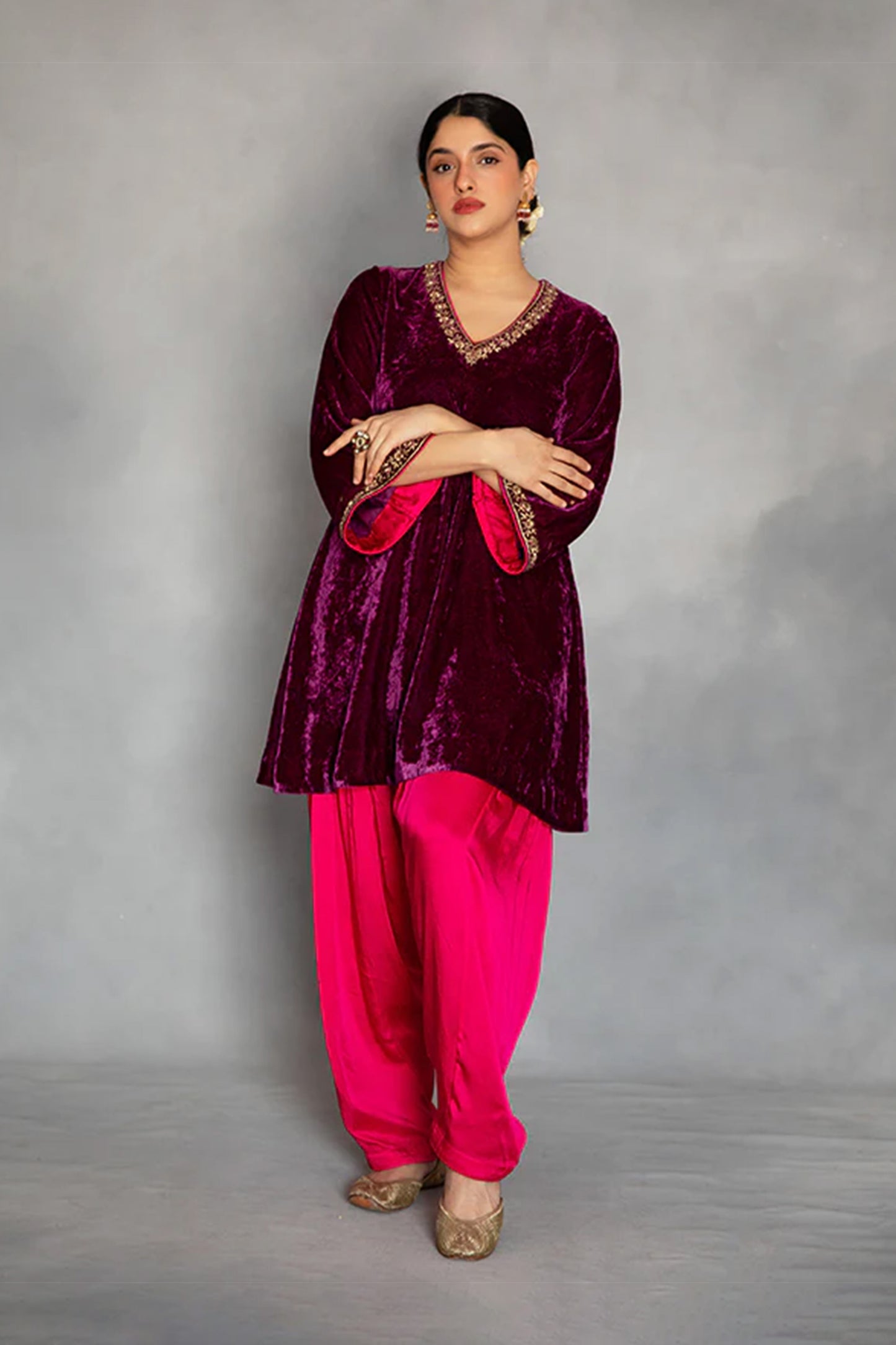 Zoya Kurta Salwar Dupatta Set Aubergine